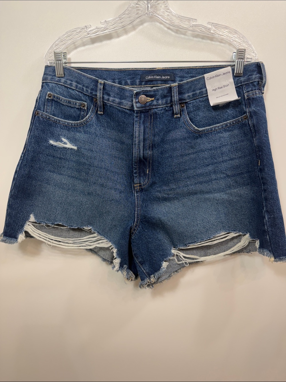 Calvin Klein high rise shorts denim size 16/33. NWT.